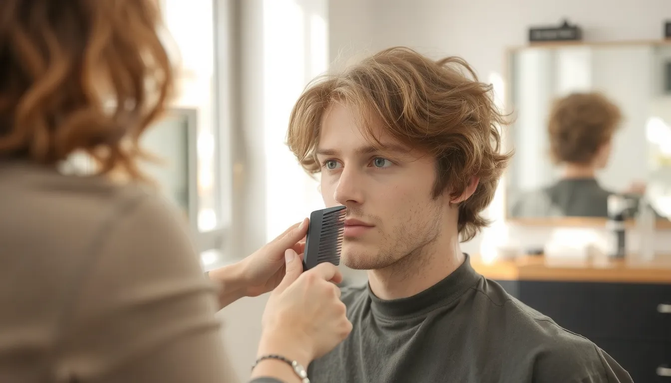 permanente homme cheveux mi long
